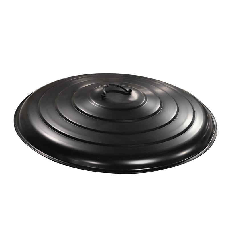 22" Firepit Lid Round For Inside Up To 20" Gas Fire Pit Lid For Outdoor Fireplace Cover Lid Steel Fire Pit Metal Cover W/ 2 Wooden Handles & Heat Resistant